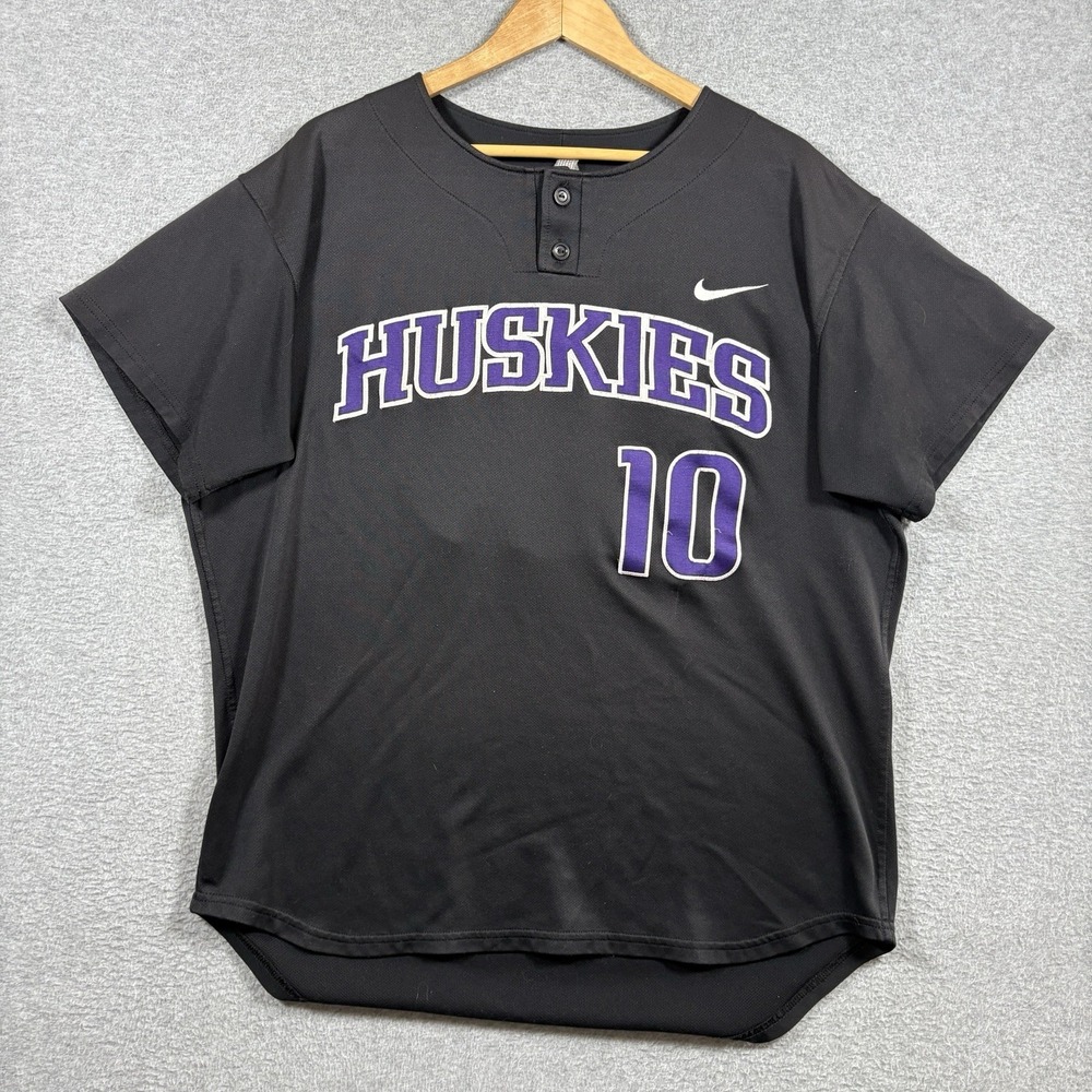 Vtg Nike Team Washington Huskies Baseball Jersey 48 XL Black USA Made Stitched
